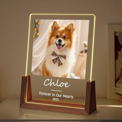 Personalized Dog Memorial Gifts, Custom Acrylic Light Up Picture Frame | Custom Pet Loss Gifts Cat Pet Memorial Gifts with Pictures for Pet Lover, Loss of Dog Sympathy Gifts - color: style-7