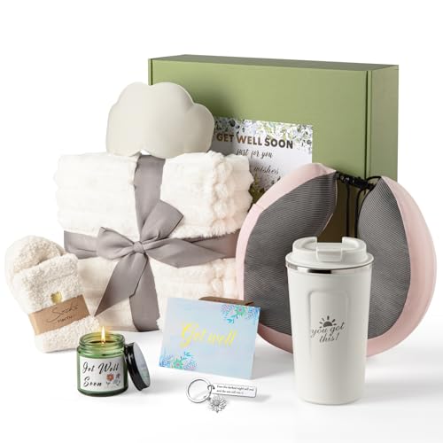 Get Well Soon Gift Baskets for Women Include U-Pillow Blanket Coffee Mug