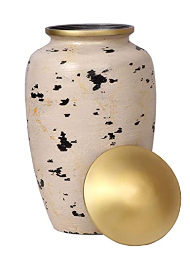 BOLD & DIVINE Wooden Distressed Cremation Urn | Human Ashes Adult Memorial urn, Burial, Funeral Cremation Urns | 200 Cubic Inches (Large/Adult) with Unique Velvet Bag - color: Wooden Distressed
