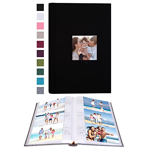 Mublalbum 4x6 Photo Album, 300 Pockets, Linen Cover,Black | Linen Cover with Memo Areas, Front Window, Pictures Book with Horizontal Pockets for Wedding, Family, Baby, Vacation - color: Black, size: 300 Horizontal Pockets