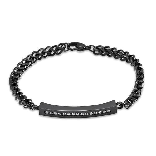 Cremation Urn Cuff Bracelet for Ashes Stainless Steel Crystal Cube Cremation Bangle Keepsake Ashes Jewelry - color: Black