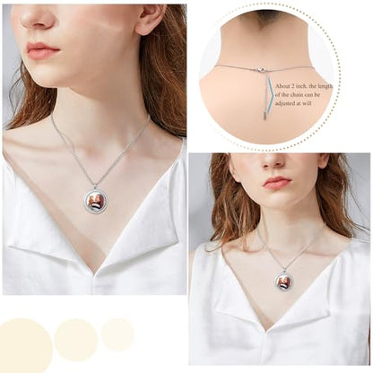 Glass Urn Necklace for Ashes Stainless Steel Cremation Photo Locket Memorial Necklace Keepsake Jewelry of Loved One with Fill Tool - color: Silver