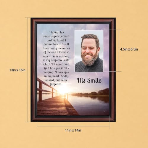 Memorial Gifts for Loss of Husband, Sympathy Gift, His Smile In Memory of Loved One, Picture Frames for Sympathy Gift Baskets, Bereavement Gifts for Loss of Father, Loss of Son Condolence Gift, 5031W | Sympathy Gifts for Loss of Father, In Memory of Dad,
