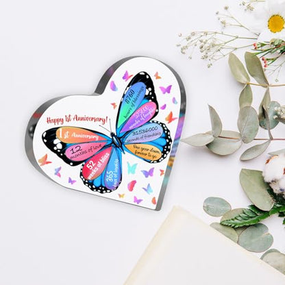Butterfly Acrylic Sign - 1 Year Anniversary Keepsake for Couples, Wedding Decoration - style: 1st Anniversary