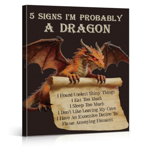 Funny Dragon Wall Art 5 Signs I'm Probably a Dragon Poster Wall Decor - color: Dragon