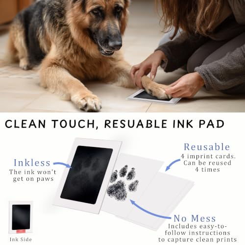 MYPAWLETS Dog Cat Paw Print Kit,Ink&Clay Pawprints Keepsake Frame (Black) - color: Black