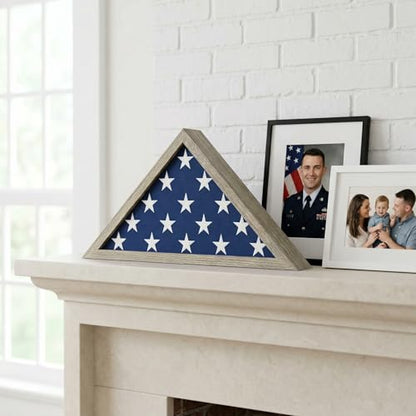 Americanflat Large Flag Display Case for Folded 5x9.5' Burial Flags - Engineered Wood Display Box for Wall or Tabletop - Silhouette Collection - Driftwood - color: Driftwood, style: 5x9.5 Burial Flag