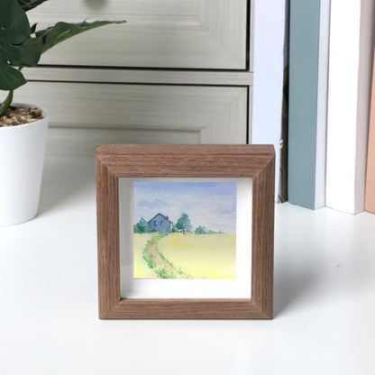 3.5x3.5 Shadow Box Picture Frame, Small Shadow Box Solid Wood Picture Frame ShadowBox Display Case Pictures Frames Hang Memory Boxes Sports Memorabilia, Awards, Medals, Wedding, Tickets and Photos