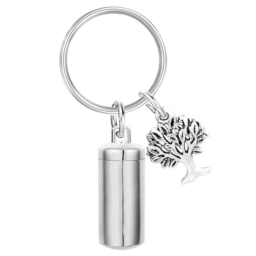 Gredstar Cremation Urn Keychain for Ashes, Cylinder Memorial Keepsake - color: Tree of Life