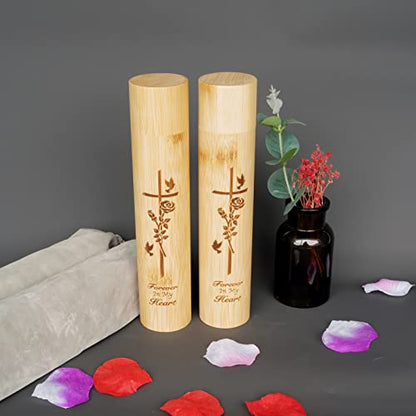 2 Pack Small Biodegradable Bamboo Scattering Tubes Urn for Human Ash - color: Pigeon-rose, size: Small (Set of 2)