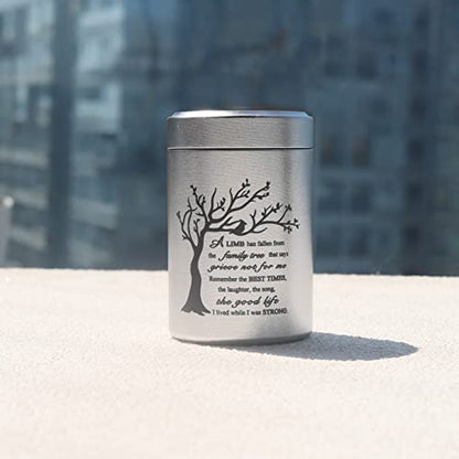 2.7 inch Small Urns for Ashes - Set of 4, Aluminium Mini Urns, Cremation Urns for Human Ashes, Ashes Holder, Small Keepsake urns-A Limb has Fallen from The Family Tree, Silver - size: Tree-Silver