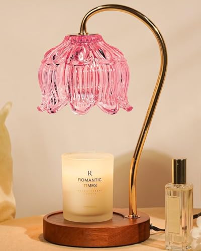 Funistree Flower Candle Warmer Lamp with Timer, Dimmable Candle Lamp Warmer, Christmas Birthday Gifts for Women Mom Her, Housewarming Home Decor, Lotus Wax Warmer for Yankee Candles - Pink Lily - color: 03 Pink