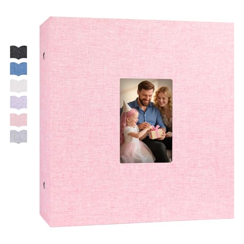 Ruibytree Extra Large Capacity Photo Album 4x6 Pictures 1000 Pockets, Pink | Linen Cover, Horizontal & Vertical 4x6 Photos, Removable Acid-Free Pages, Front Display Window, for Family, Wedding & Travel - color: Pink