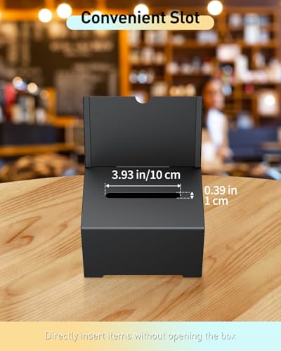 Uniclife 6.4"x 4.7" x 4" Black Metal Donation Box with Slot Lock - size: 1 Pack