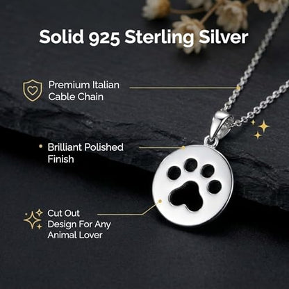 Hawaiian Silver Jewelry 925 Sterling Silver Dog Paw Print Pendant Necklace - style: 925 Sterling Silver