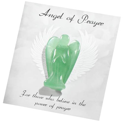 Small Guardian Angel Prayer Figurines Statue, Green Aventurine Crystals and Healing Stones Bereavement Sympathy for loss of loved one, Grief Gifts for Women, Faith Based Spiritual Gift for Cancer - color: Green
