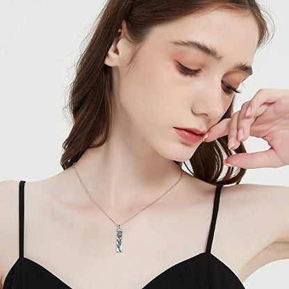 Sterling Silver Flower Tree Life Cremation Urn Necklace for Women - color: Bar *Rose