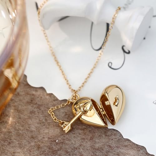 Gold Locket Necklace for Women Vintage, Heart Star Moon Butterfly Angel Holds Picture Photo Oval Locket Pendant Memorial Necklace Personalized Celestial Jewelry Birthday Gifts - style: Arrow & Heart