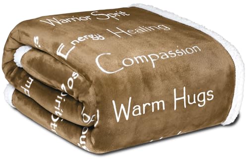 Compassion Blanket (Brand)- Strength Courage Super Soft Warm Hugs, Get Well Gift Blanket Plush Healing Thoughts Positive Energy Love & Hope (Camel, 50 x 65 Sherpa) - color: Camel, size: 50 x 65 Sherpa