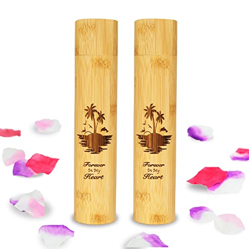 2 Pack Small Biodegradable Bamboo Scattering Tubes Urn for Human Ash - color: Ocean-sunset, size: Small (Set of 2)
