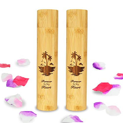 2 Pack Small Biodegradable Bamboo Scattering Tubes Urn for Human Ash - color: Ocean-sunset, size: Small (Set of 2)