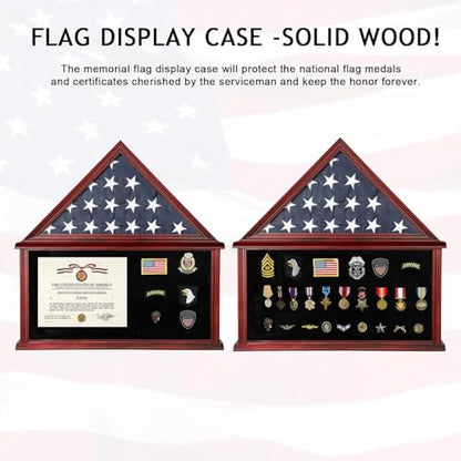 Large Burial Flag Shadow Box 5x9.5 Wooden Certificate Holder Mahogany - size: Large-Mahogany