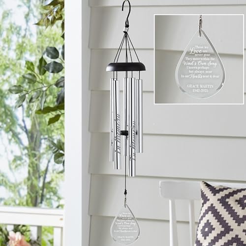 Let's Make Memories Personalized Glass Teardrop Sympathy Wind Chime - Custom Memorial - 24" H - style: Wind's Own Song