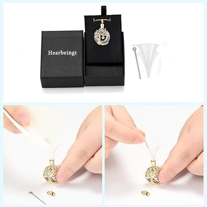 Hearbeingt Teardrop Urn Necklaces for Ashes Tree of Life Memorial Locket - color: Teardrop Tree-Customize