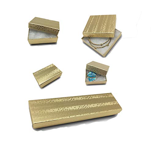 TheDisplayGuys 25 Cardboard Jewelry Gift Boxes with Inserts - Gold Foil - size: 25 Pack