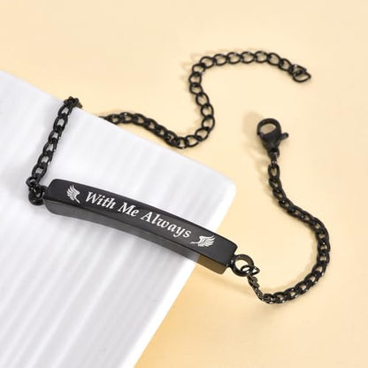 RIPFEVURN 3 Pack Cremation Jewelry Urn Bracelet for Ashes for Women Men Adjustable Memorial Keepsake Bangle Rope Braided Bracelet - color: Link-Black