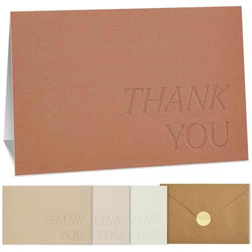 ZICOTO Beautiful Thank You Cards Set of 30 With Envelopes and Stickers | Elegant Blank Cards for Personalized Notes - Bulk Stationary Set for All Occasions Incl. Weddings, Business & Baby Showers - color: Terracotta