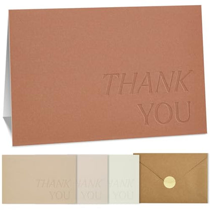 ZICOTO Beautiful Thank You Cards Set of 30 With Envelopes and Stickers | Elegant Blank Cards for Personalized Notes - Bulk Stationary Set for All Occasions Incl. Weddings, Business & Baby Showers - color: Terracotta