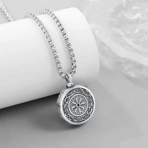 Aniu S925 Sterling Silver Urn Necklace Cremation Jewelry for Ashes - color: Compass - B