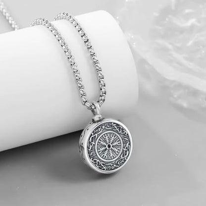 Aniu S925 Sterling Silver Urn Necklace Cremation Jewelry for Ashes - color: Compass - B