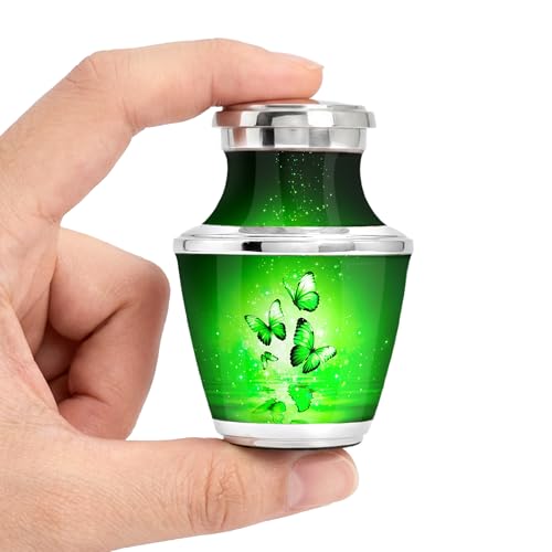 Green Butterfly Urn for Female – Small Keepsake Funeral Memorial Urn – Decorative Urn for Female – Mini Token to Share a Loved One’s Memory - size: Small Keepsake