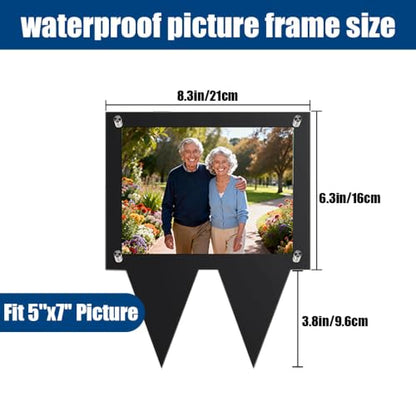 Waterproof Picture Frame for Grave 5x7, Outdoor Picture Frame - color: Black
