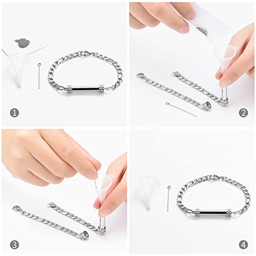 Cylinder Cremation Bracelet for Ashes Urn Jewelry Stainless Steel Memorial Keepsake Urn Bracelet Bangle Ashes Holder - color: Silver