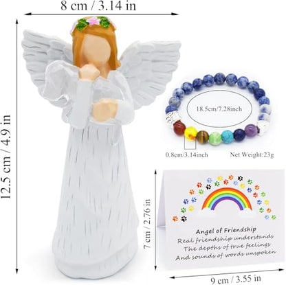 Anrkets Angel of Friendship Pet Memorial Gift – Dog Remembrance Angel Figurine with 7 Chakra Rainbow Bridge Bracelet, Sympathy Gift for Loss of a Beloved Dog - color: White Dog
