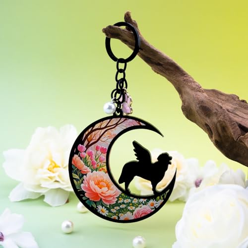 Dog Memorial Gifts for Loss of Dog Angel on Moon | Sympathy Gift Pet Memorial Gifts for Dog Bereavement Condolences Gift for Loss Dogs Bereavement Keychain
