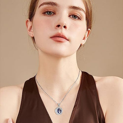 Round Locket Necklace 925 Sterling Silver Filigree/Flower Locket Necklace That Holds Pictures Birthday Christmas Jewelry Gifts for Women - color: 09-Planet Locket