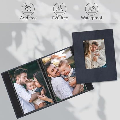 Small 4x6 Photo Album 24 Pockets Linen Cover Gray Blue 2 Pack - color: Gray Blue, size: 24 Pockets 2 Pack