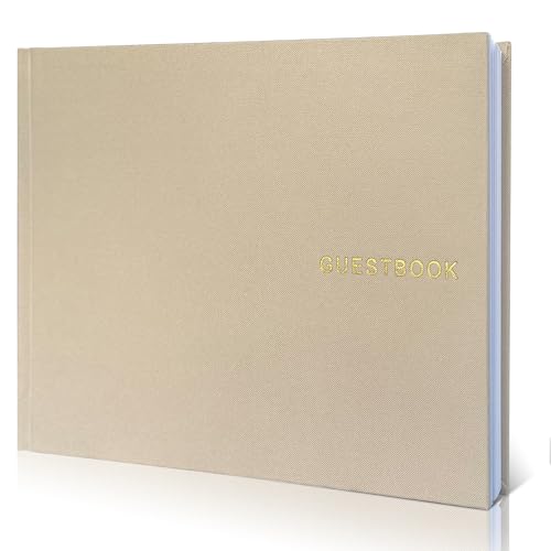 LADY&HOME Linen Wedding Guest Book for Wedding Reception-Guestbook to Sign in,Baby Shower Guest Book,Photo and Polaroid Guest Book for Bridal Shower (Beige) - color: Beige