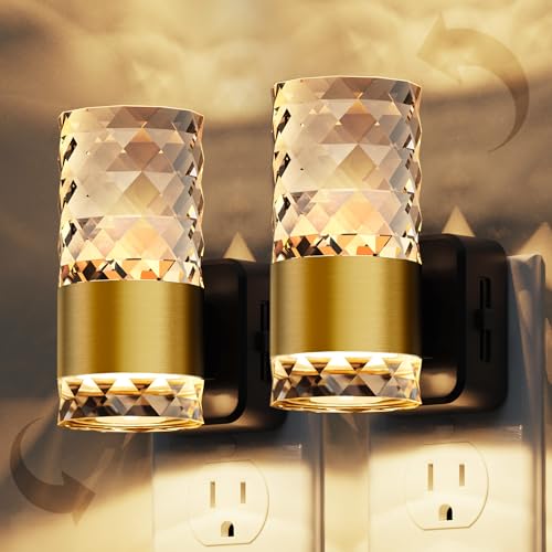 L LOHAS LED Night Light, Modern Night Lights Plug into Wall - color: Gold Ring-3000K Chips, size: 2 Pack