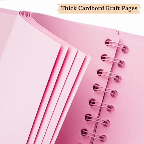 Scrapbook Photo Album 7"x7" 20 Sheets 40 Pages Hardcover Kraft Paper Khaki - color: Pink, size: 7"x7" 20 Sheets