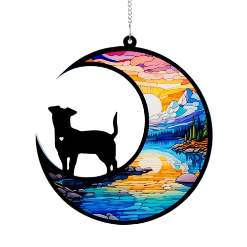 DeerZone Dog Memorial Suncatcher,Pet Sympathy Gifts for Loss of Dog,DIY Ornament | Acrylic Resin,Window Hanging, Sympathy Card Included,Personalized Dog Pass Away Gifts with Name Date for Pet Lovers - color: Dog-Sunset