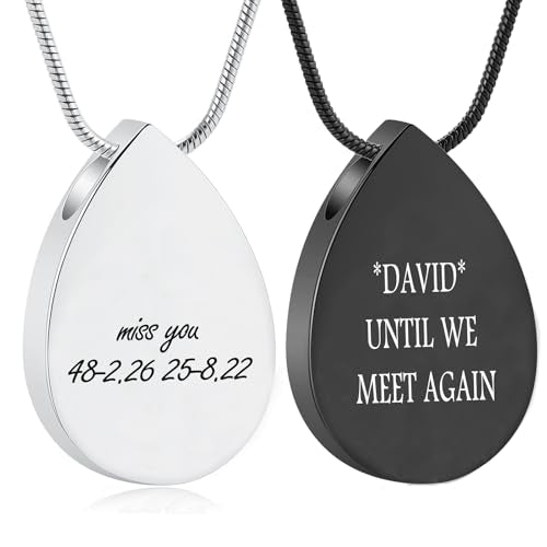 Hearbeingt Teardrop Urn Necklaces for Ashes Tree of Life Memorial Locket - color: Teardrop-Customize
