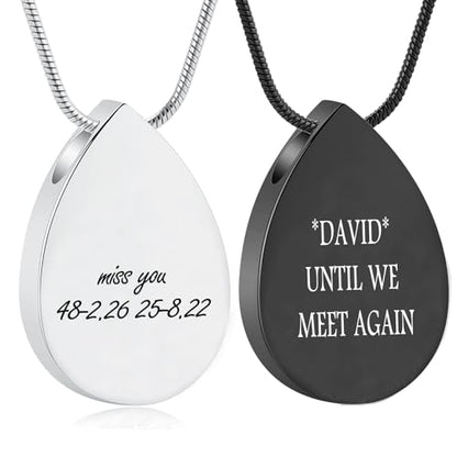 Hearbeingt Teardrop Urn Necklaces for Ashes Tree of Life Memorial Locket - color: Teardrop-Customize