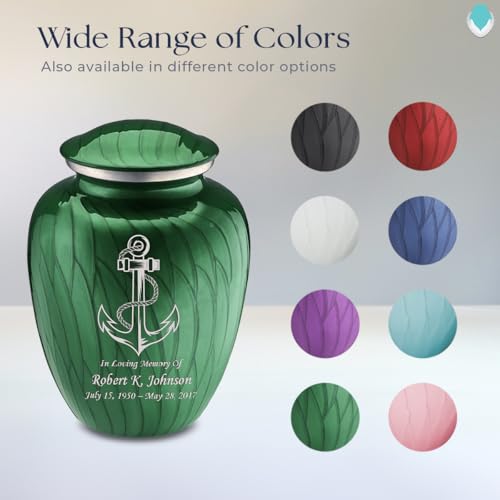 Adult Personalized Anchor Cremation Urns for Human Ashes I Large Pearl Green Funeral Urn for Men and Women I 200 lbs - color: Pearl Green