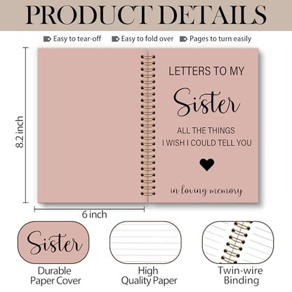 OINDADE Loss of Sister Sympathy Gifts Grief Notebook Journal, Letters to My Sister in Heaven Journal, Memorial Notebooks Gifts for Loss of SisterWomen, In Loving Memory Sympathy Gifts, 6x8.2In - color: sister