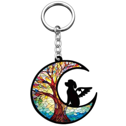 Dog Memorial Keychain Dog Loss Sympathy Gift for Women Men | Suncatcher Keychain Dog Passing Away Gifts for Pet Mom Dad Memorial Keychain Rainbow Bridge Dog Loss Gift